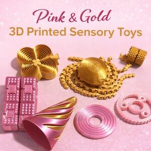 Pink & Gold 3D Printed Sensory Toys